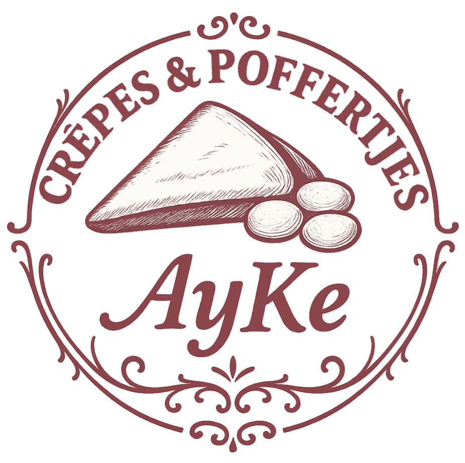 AyKe-Crepes-Poffertjes - Logo und Schriftzug uauf weißem Hintergrund